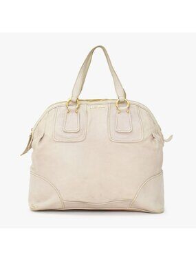 Miu Miu Vintage Handbag Beige Brown Leather Gold